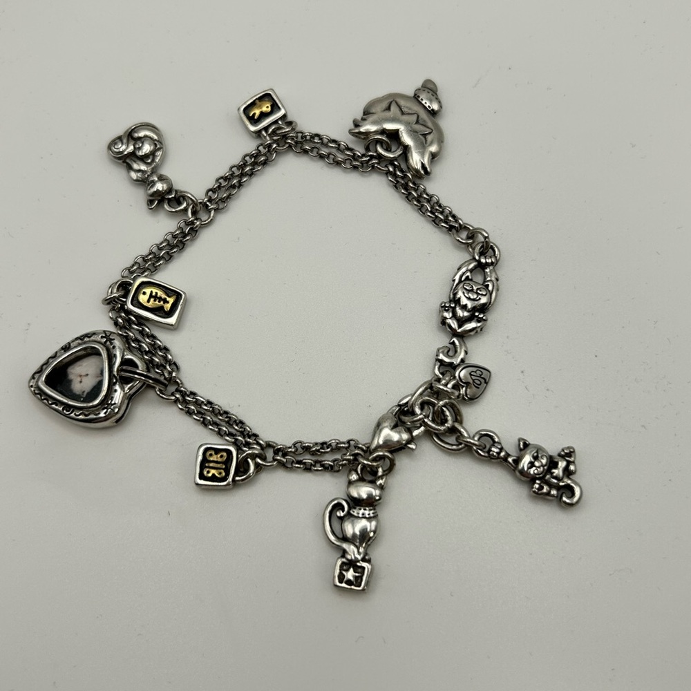 Retired Brighton Pedigree Cat Charm Locket Bracelet